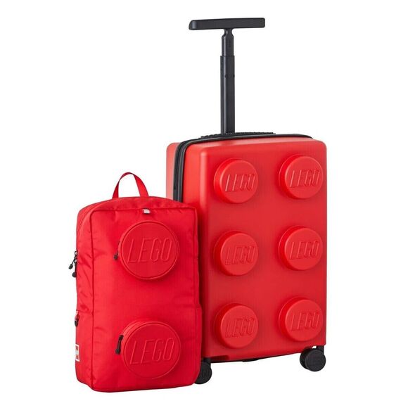 LEGO Red Travel Luggage 35L Carry On & Backpack Set Signature Brick Expandable - Picture 1 of 8